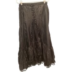 Renee Lamar Womens Maxi Skirt Size M Black NEW R9S404 Corset Lace Witchy Gothic